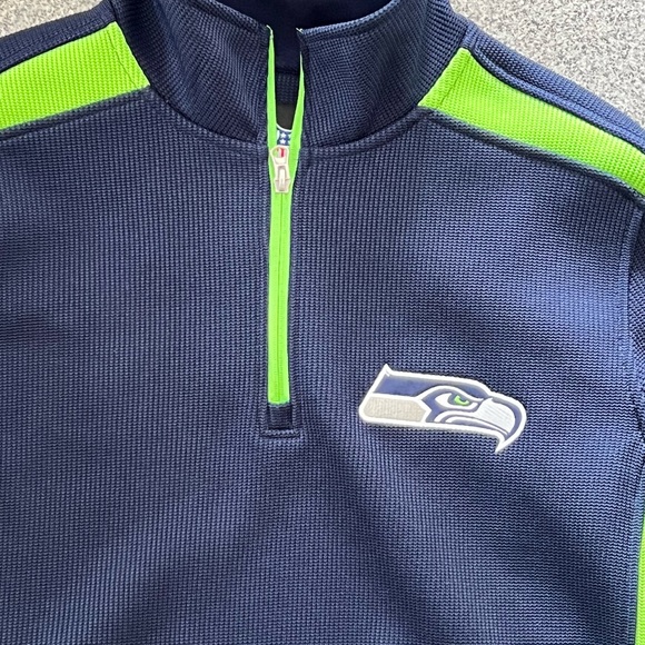 NFL Seattle Seahawks Blue Jersey Mens Size Medium Zip Long Sleeve Blue - Picture 2 of 10